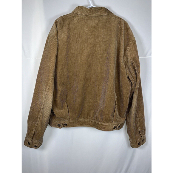 VINTAGE Polo Ralph Lauren Corduroy Bomber Jacket Mens XL Brown Flannel Lined Red - Picture 5 of 13